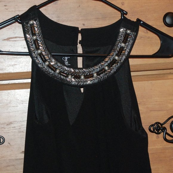 By & By Black Beaded Asymmetrical Top XS - Picture 2 of 3